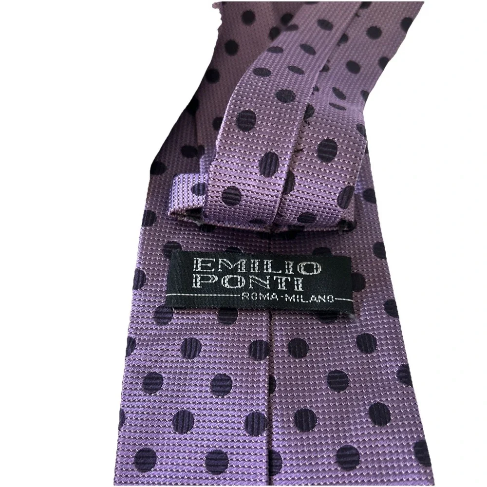 Emilio Ponti Tie Purple On Purple Polka‎ Dot Silk Necktie Woven Selftipped